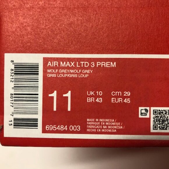 Mens NIKE AIR MAX LTD 3 Prm 695484 003 Wolf Grey/Wolf Grey/Bright Crimson - Picture 12 of 12